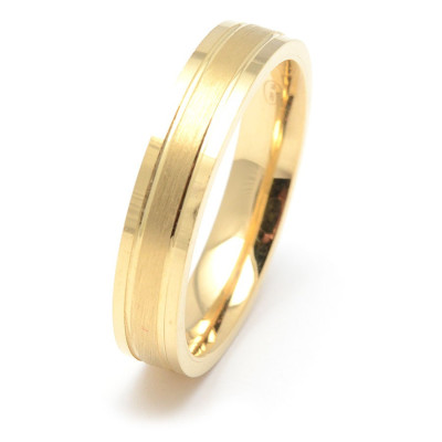 Alianza Boda Oro Matizada Acanalada