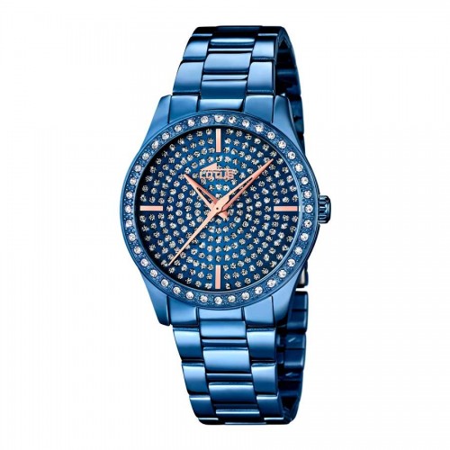 Reloj Lotus Azul Cristales Brazalete