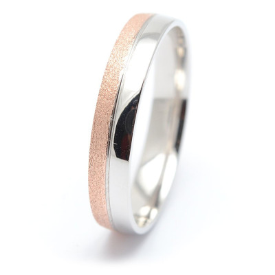 Alianza Oro Rosa Blanco Bicolor Abombada