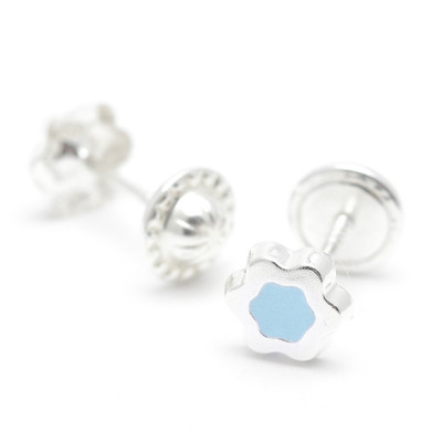 Pendientes Plata Bebe Niña Infantil Estrella Azul