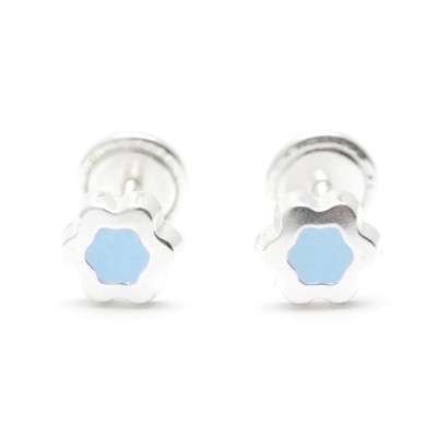 Pendientes Plata Bebe Niña Infantil Estrella Azul