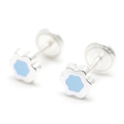 Pendientes Plata Bebe Niña Infantil Estrella Azul