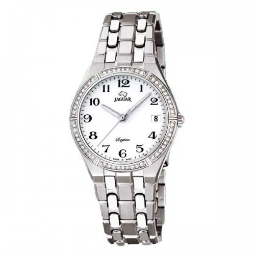 Reloj Jaguar Blanco Cristales Brazalete Acero