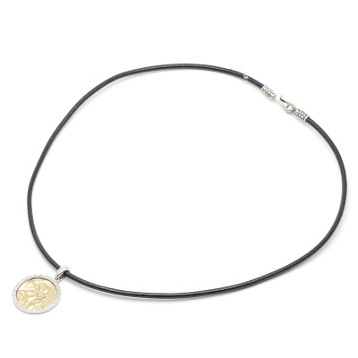 Medalla Ángel de la Guarda Dorada Cordón Marrón