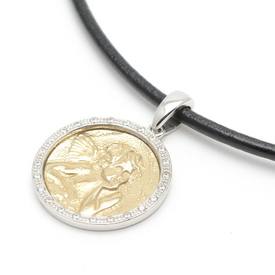 Medalla Ángel de la Guarda Dorada Cordón Marrón