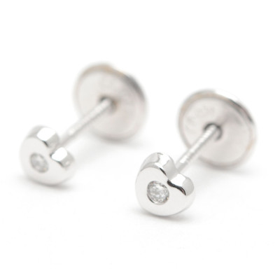 Pendientes Oro Blanco Bebé Mariposa Perla