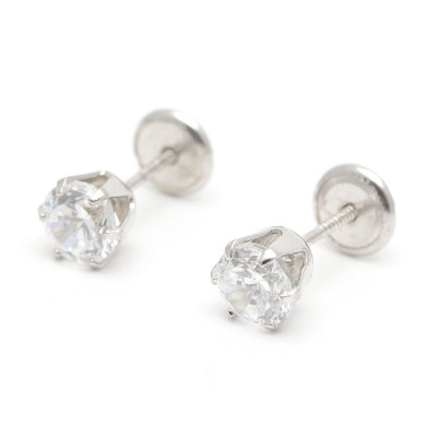 Pendientes Plata Rosca Círculo Circonita