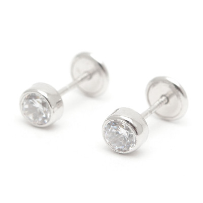 Pendientes Plata Rosca Círculo Circonita