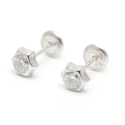 Pendientes Plata Rosca Estrella Circonita