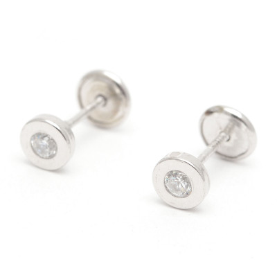 Pendientes Plata Rosca Círculo Circonita