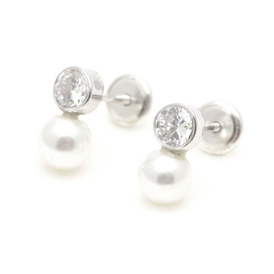 Pendientes Plata Rosca Círculo Circonita