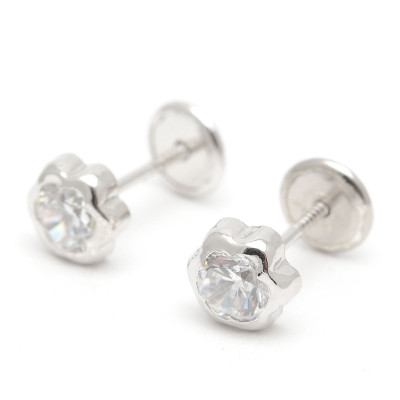 Pendientes Plata Rosca Trébol Circonita