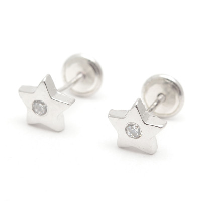 Pendientes Plata Rosca Estrella