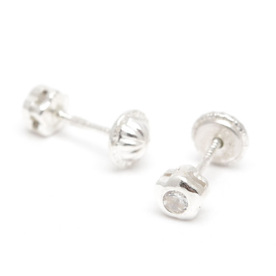 Pendientes Plata Rosca Trébol Circonitas