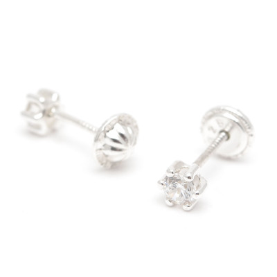 Pendientes Plata Rosca Flor Circonita