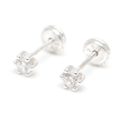Pendientes Plata Rosca Flor Circonita