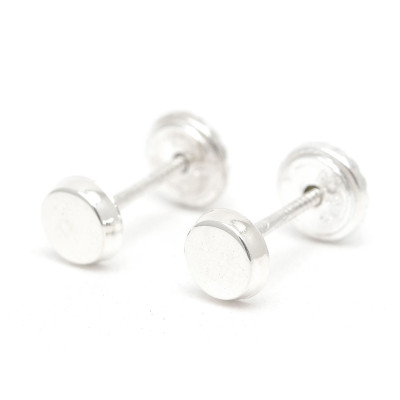 Pendientes de plata de rosca redondos