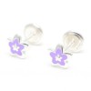 Pendientes de plata de rosca de flor lila