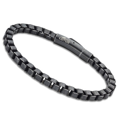 Pulsera Lotus de acero negro para chico