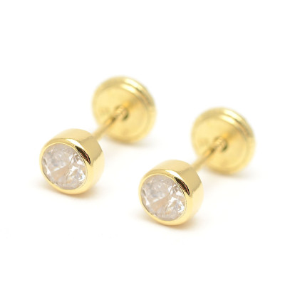 Pendientes dorados Círculo Circonitas