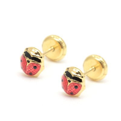 Pendientes dorados mariquitas