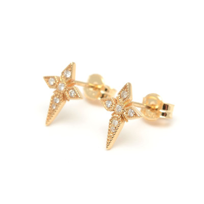 Pendientes Oro Chica LeCarré Cruces Diamantes