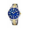 Reloj para chica Lotus azul con brazalete de acero dorado