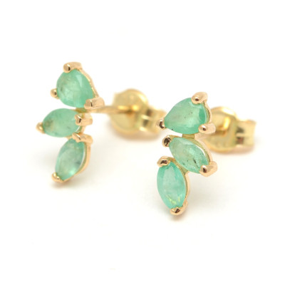 Pendientes Oro Chica LeCarré Esmeraldas Verdes