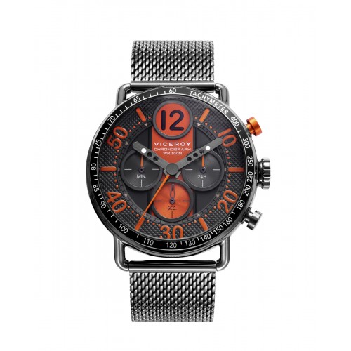 Reloj Viceroy gris y naranja deportivo con brazalete de acero