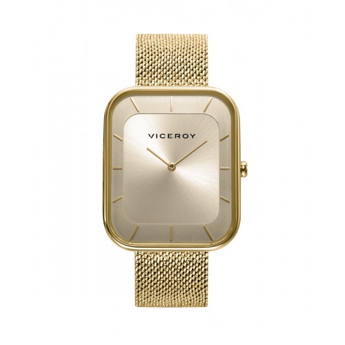 Reloj Viceroy dorado cuadrado elegante con brazalete de malla