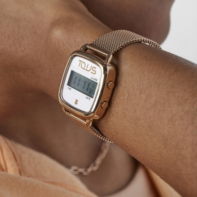 Reloj Tous Dorado Digital D-Logo Brazalete Malla