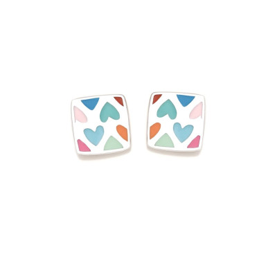 Pendientes Plata Agatha Cuadrado Colores