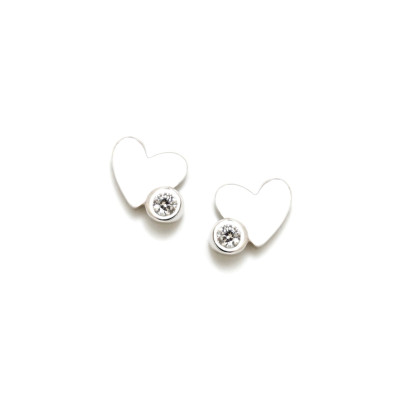 Pendientes Plata Bebé Agatha Corazón Circonita
