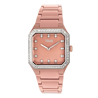 Reloj Tous Cuadrado Dorado Rosado con Cristales