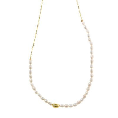 Gargantilla Plata Dorada Perlas Naturales