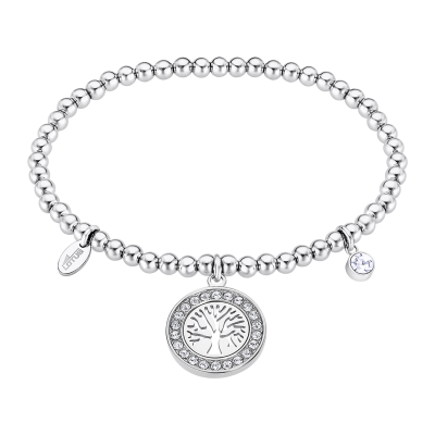 Pulsera Acero Lotus Bolitas Árbol Vida