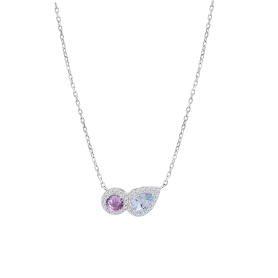 Colgante de Plata Lotus Azul y Lila Circonitas