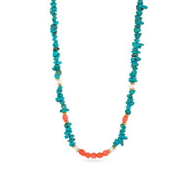 Collar Dorado Turquesas y Corales