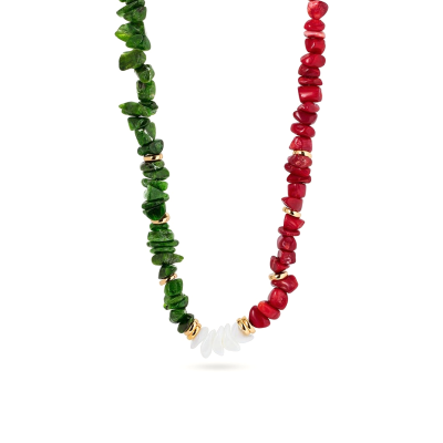 Collar Dorado Verde y Rojo