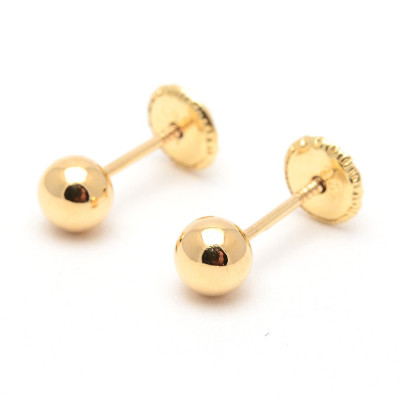Pendientes Oro Bebé Niña Infantil Bola Lisa