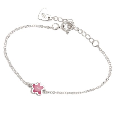 Pulsera Plata Agatha Flor Rosa