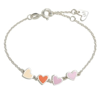 Pulsera Plata Agatha Corazones Colores