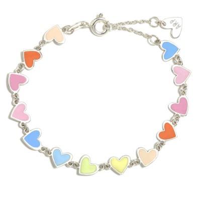 Pulsera Plata Agatha Corazones Colores