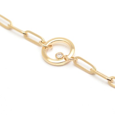 Pulsera de oro de eslabones y circulo para chica