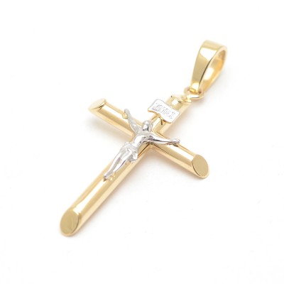 Cruz de oro amarillo para hombre o niño de Comunión con Cristo