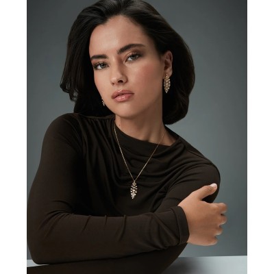 Pendientes Viceroy Dorados Largos Hoja Circonitas