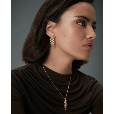 Pendientes Viceroy Dorados Largos Hoja Circonitas