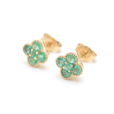 Pendientes Oro Chica o Niña Comunión Esmeraldas Verdes