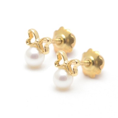 Pendientes Oro Bebé Perla Pajarita