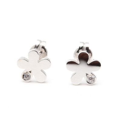 Pendientes Oro Blanco Niña Comunión Flor